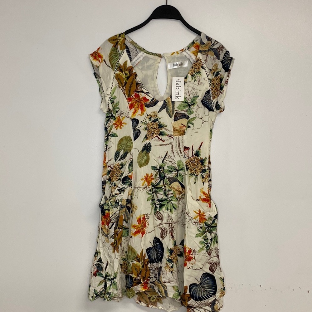 Fab'rik Tropical Print Dress With Double Pocket
